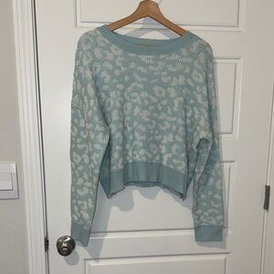 light blue animal print sweater
